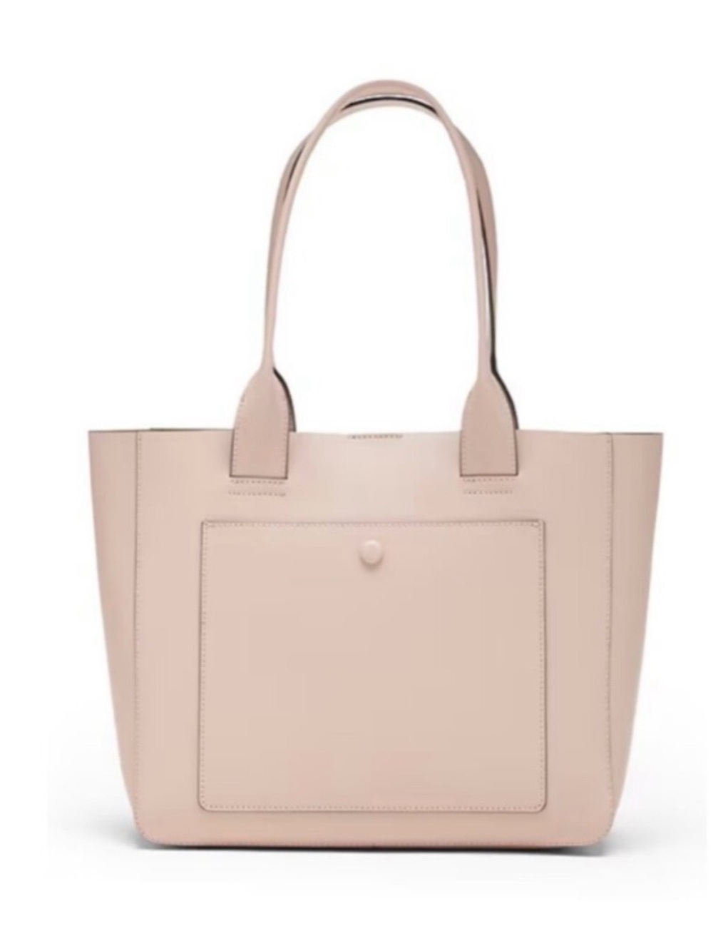 Banana Republic Leather Large East- West Tote Taupe with Lime Interior